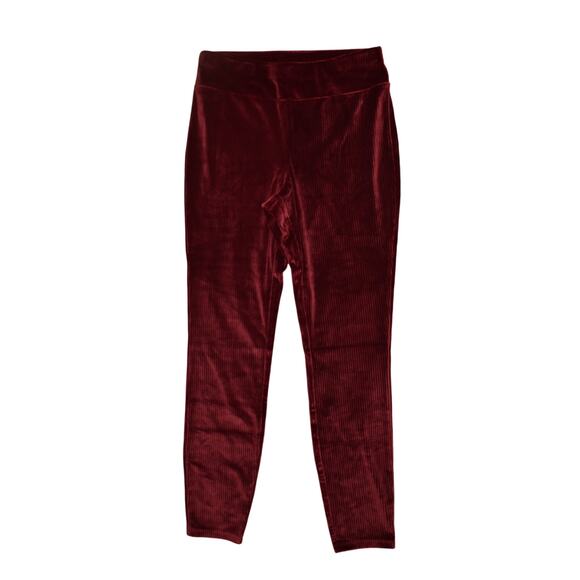 ANYBODY NEW $47 Ribbed‎ Velour Leggings Mulberry Pull-On Elastic Waist Small - Picture 1 of 3